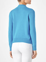 Woman crewneck sweater with Courmayeur postcard