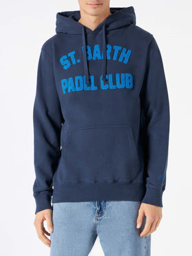 Man navy blue hooded sweatshirt with print - MC2 Saint Barth
