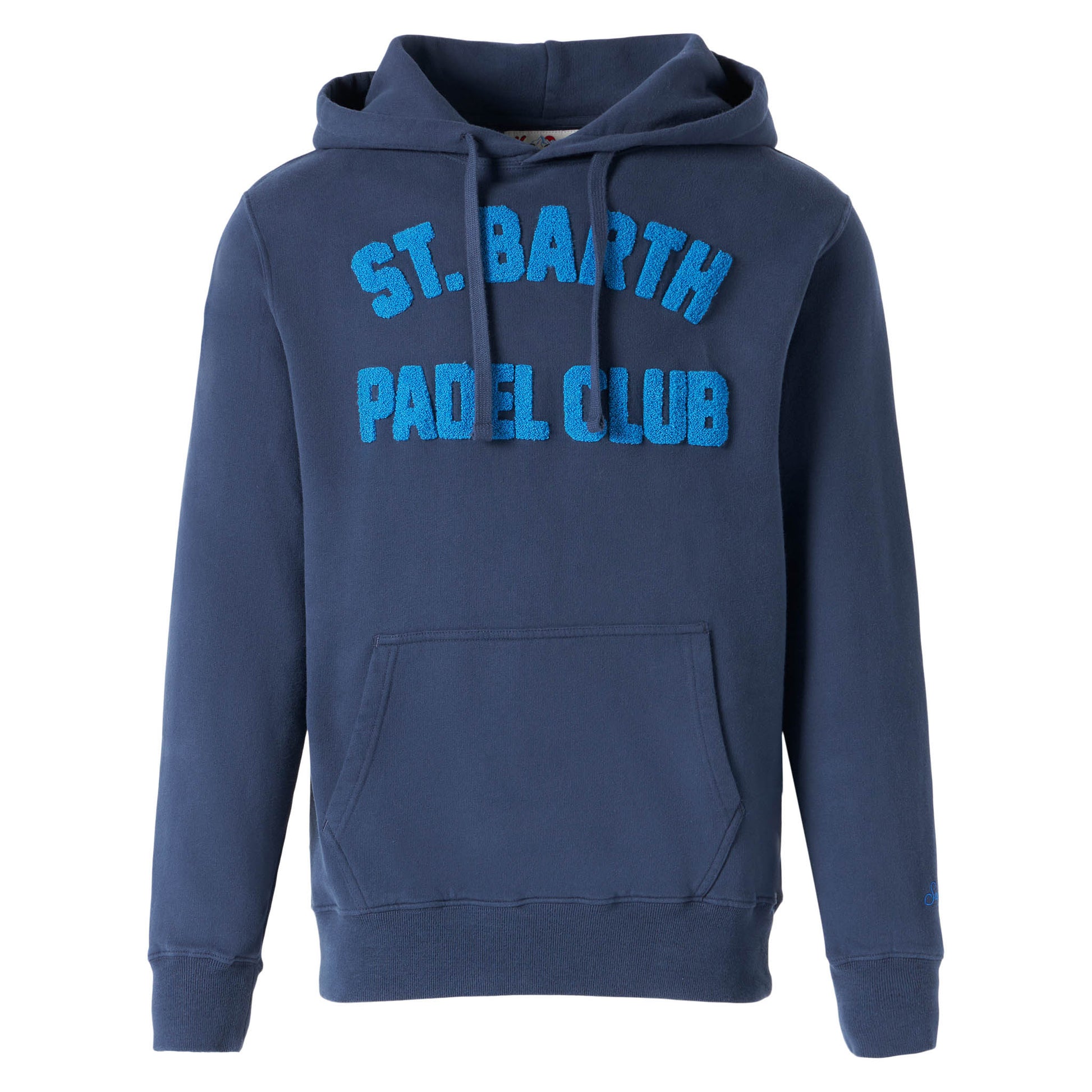 Man navy blue hooded sweatshirt with print - MC2 Saint Barth
