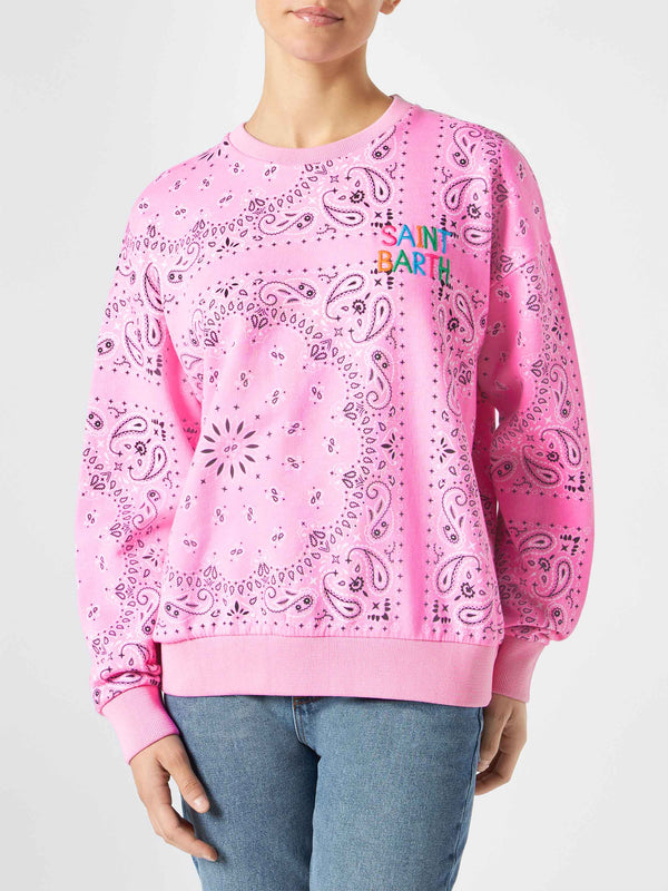 Woman sweatshirt with bandanna print