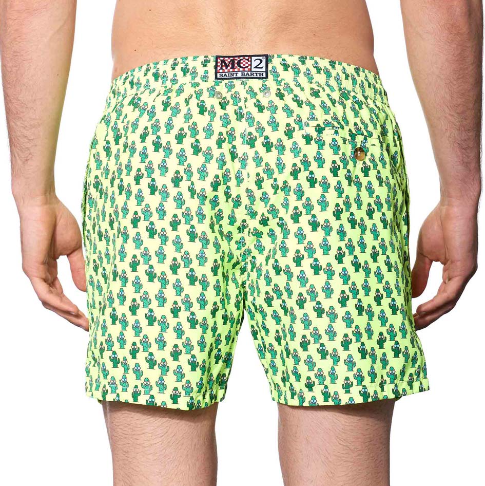Herren-Badeshorts aus leichtem Stoff mit Kaktusmuster