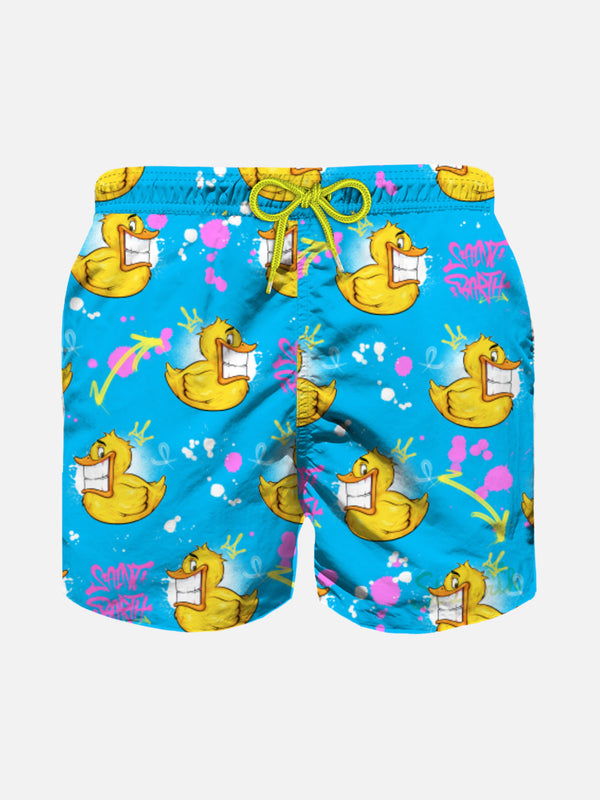 Boy swim shorts with Crypto duck print | CRYPTO PUPPETS® SPECIAL EDITION