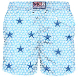 Man light fabric swim shorts with stars embroidery