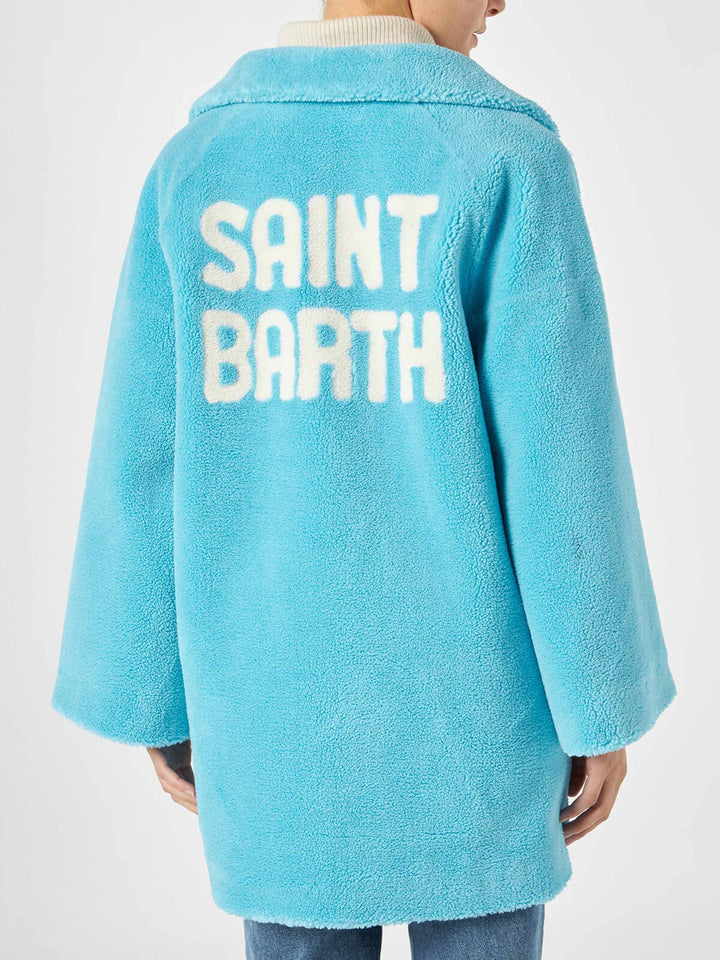 Woman coat turquoise teddy fabric - MC2 Saint Barth