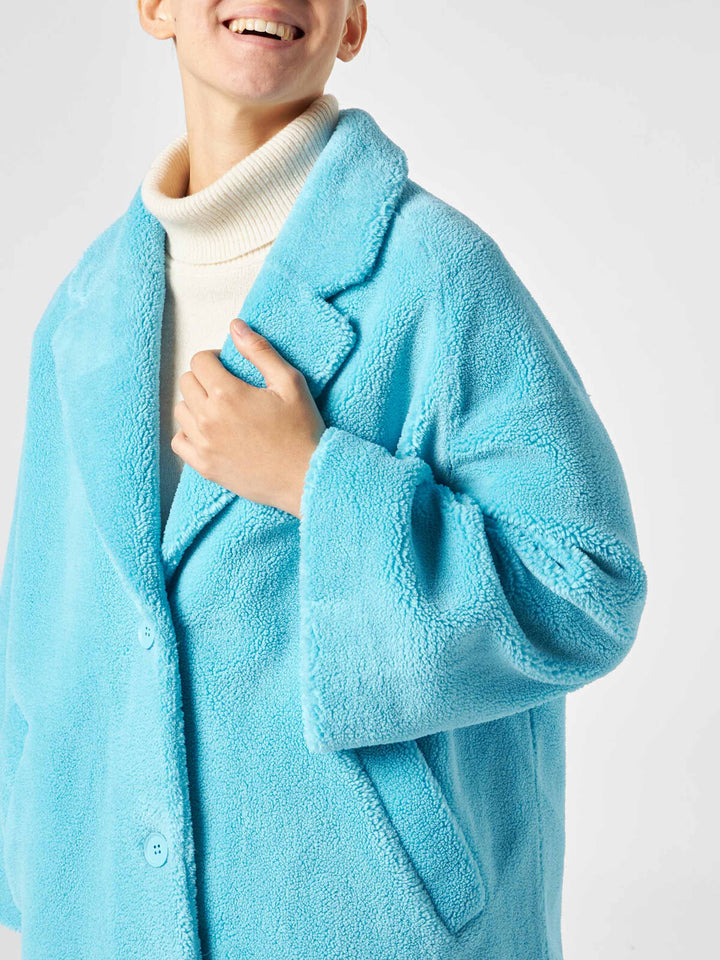 Woman coat turquoise teddy fabric - MC2 Saint Barth