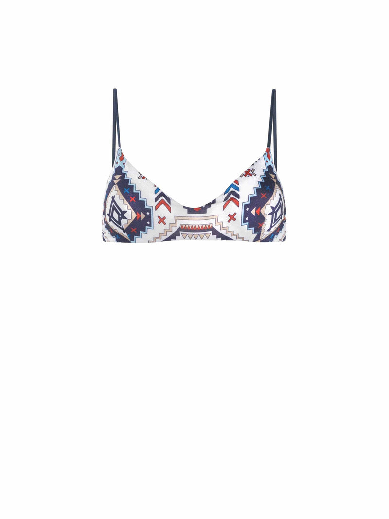 Top bralette donna con stampa azteca glitterata