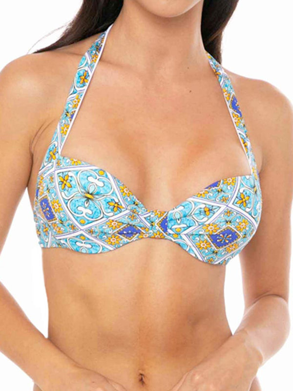 Light blue majolica print bralette