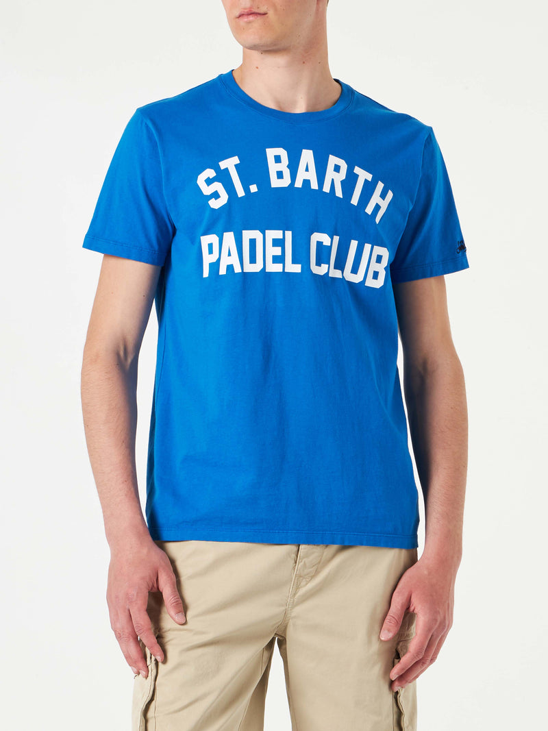 T-shirt da uomo in cotone trattamento vintage con stampa St. Barth Padel Club