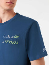 T-shirt da uomo in cotone con ricamo Finchè c'è GIN c'è SPERANZA