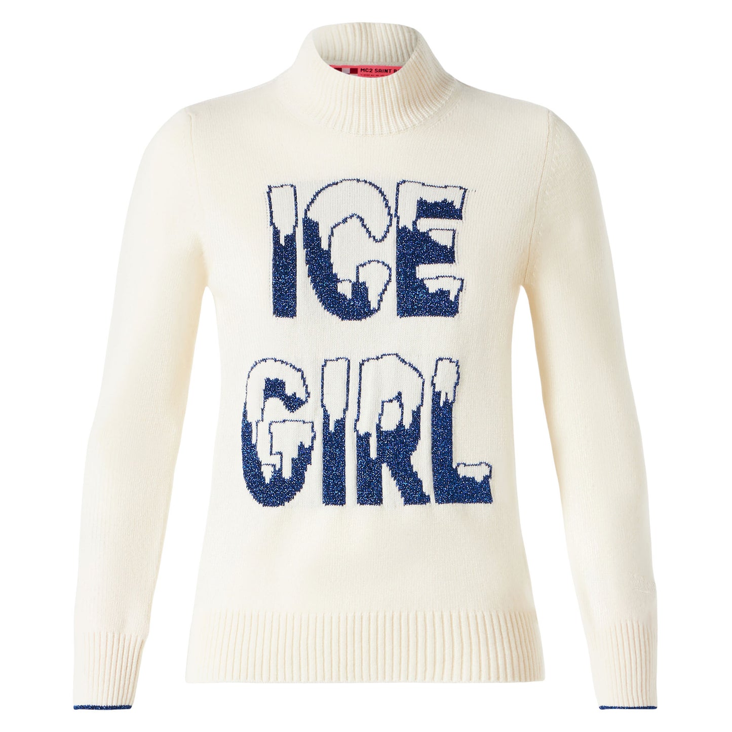 Maglione mezzo dolcevita Ice Girl grafica lurex