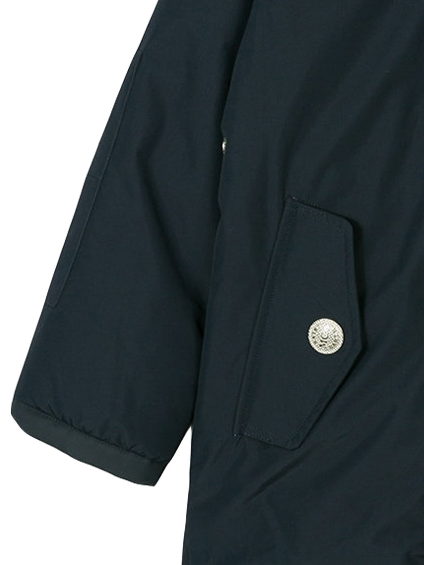 Giacca a vento blu navy con cappuccio da bambino