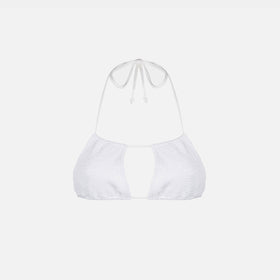 Weißes Crinkle-Bandeau-Top für Damen