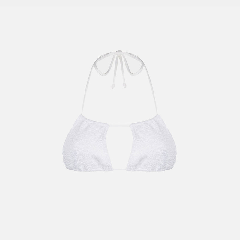 Weißes Crinkle-Bandeau-Top für Damen