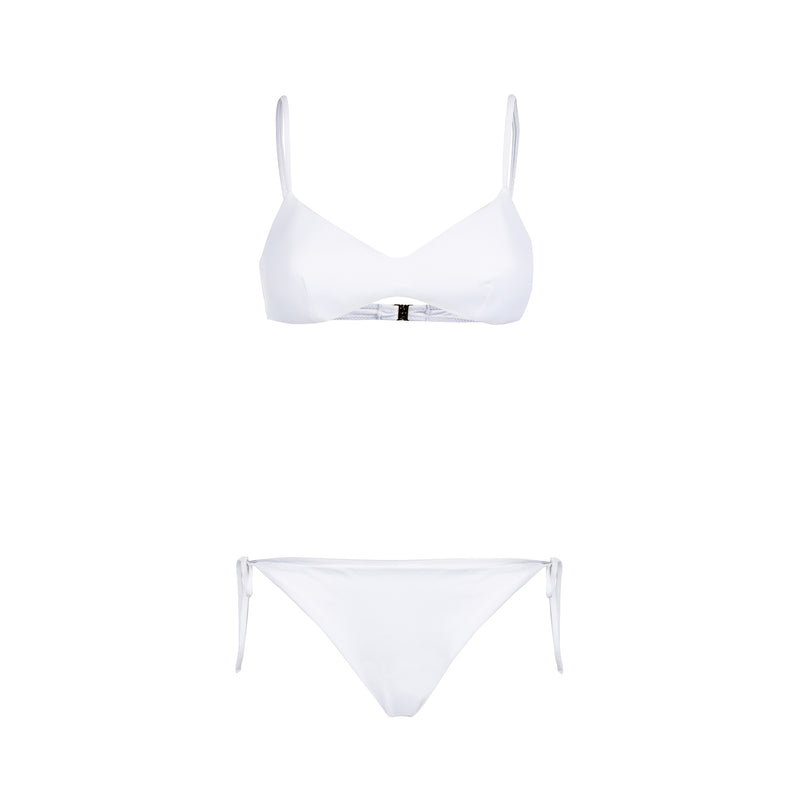 Weißer, gerippter Bralette-Bikini