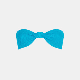 Woman dust blue crinkle bandeau top with knot