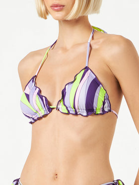 Woman triangle top with shape wave print