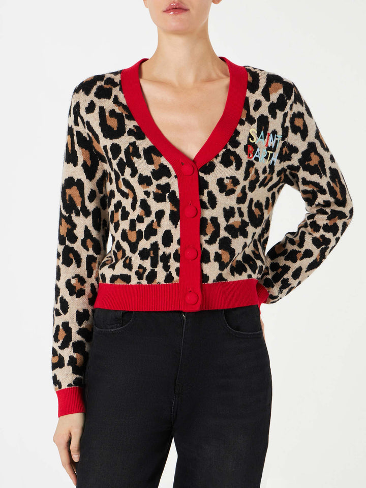 Kurzer Damen-Cardigan mit Saint-Barth-Stickerei