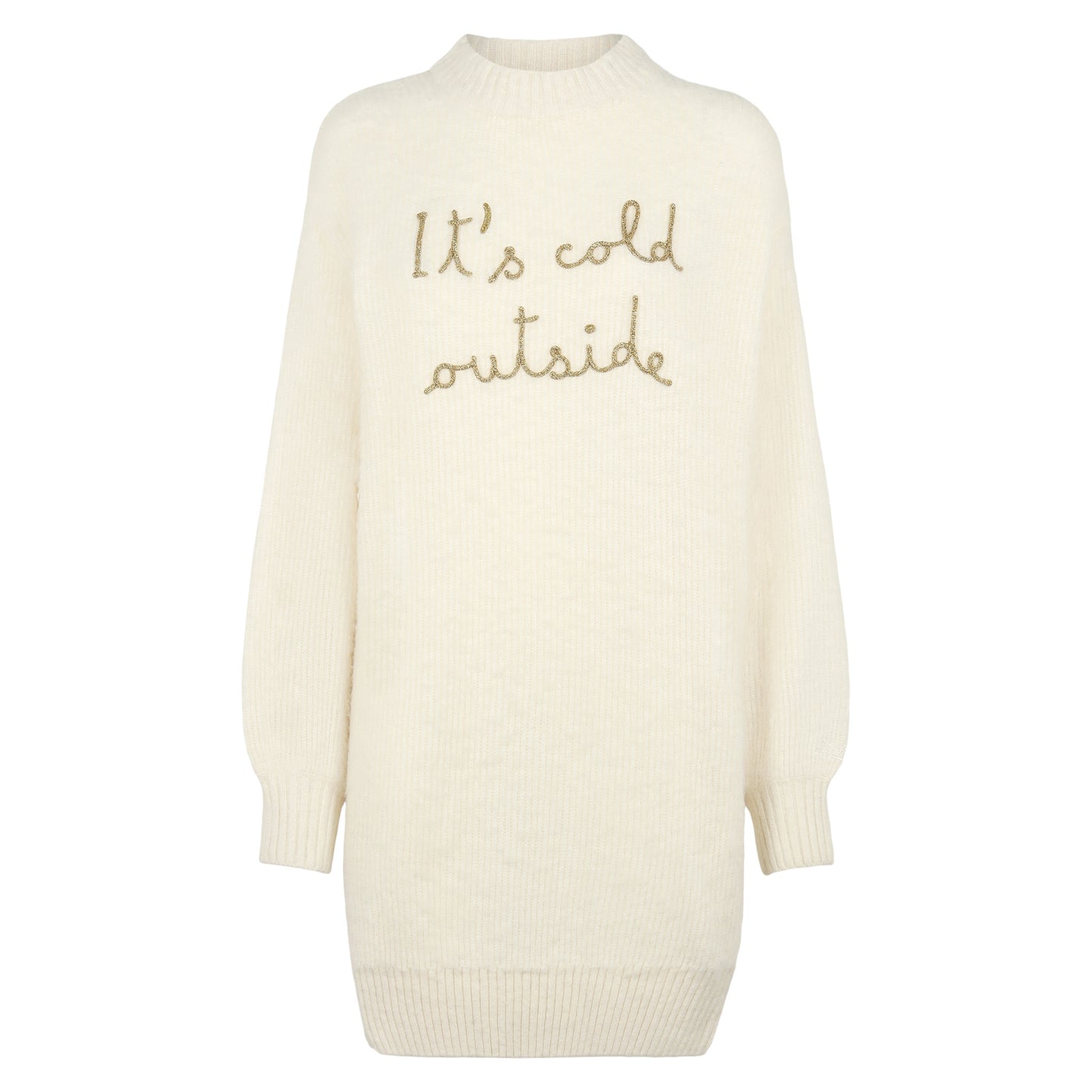 Abito in maglia garzata con ricamo It's cold outside