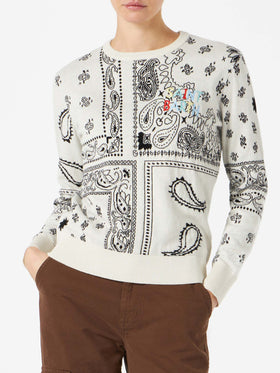 Maglione da donna con ricamo stampa bandana