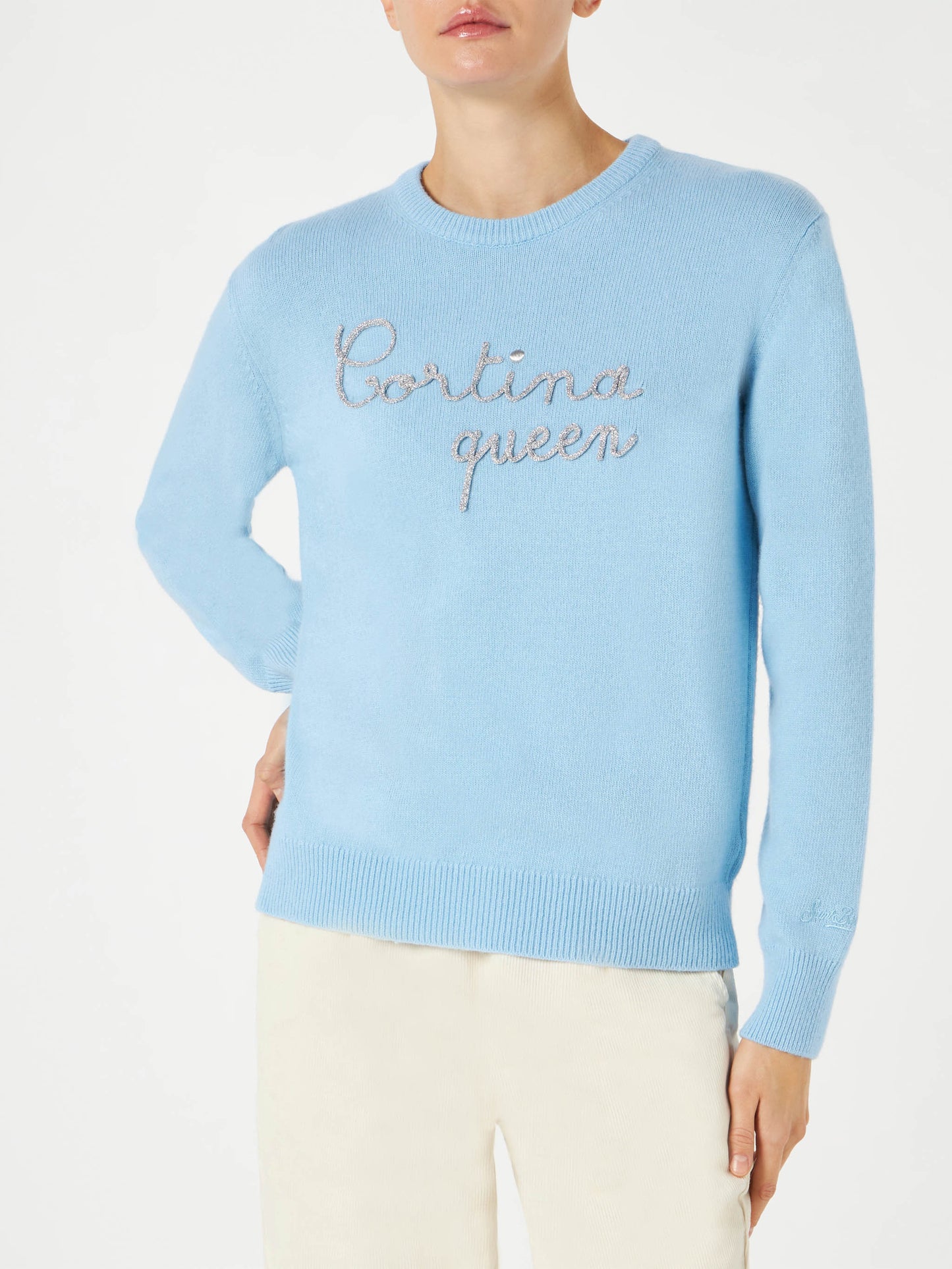 Woman sweater with Cortina Queen embroidery - MC2 Saint Barth