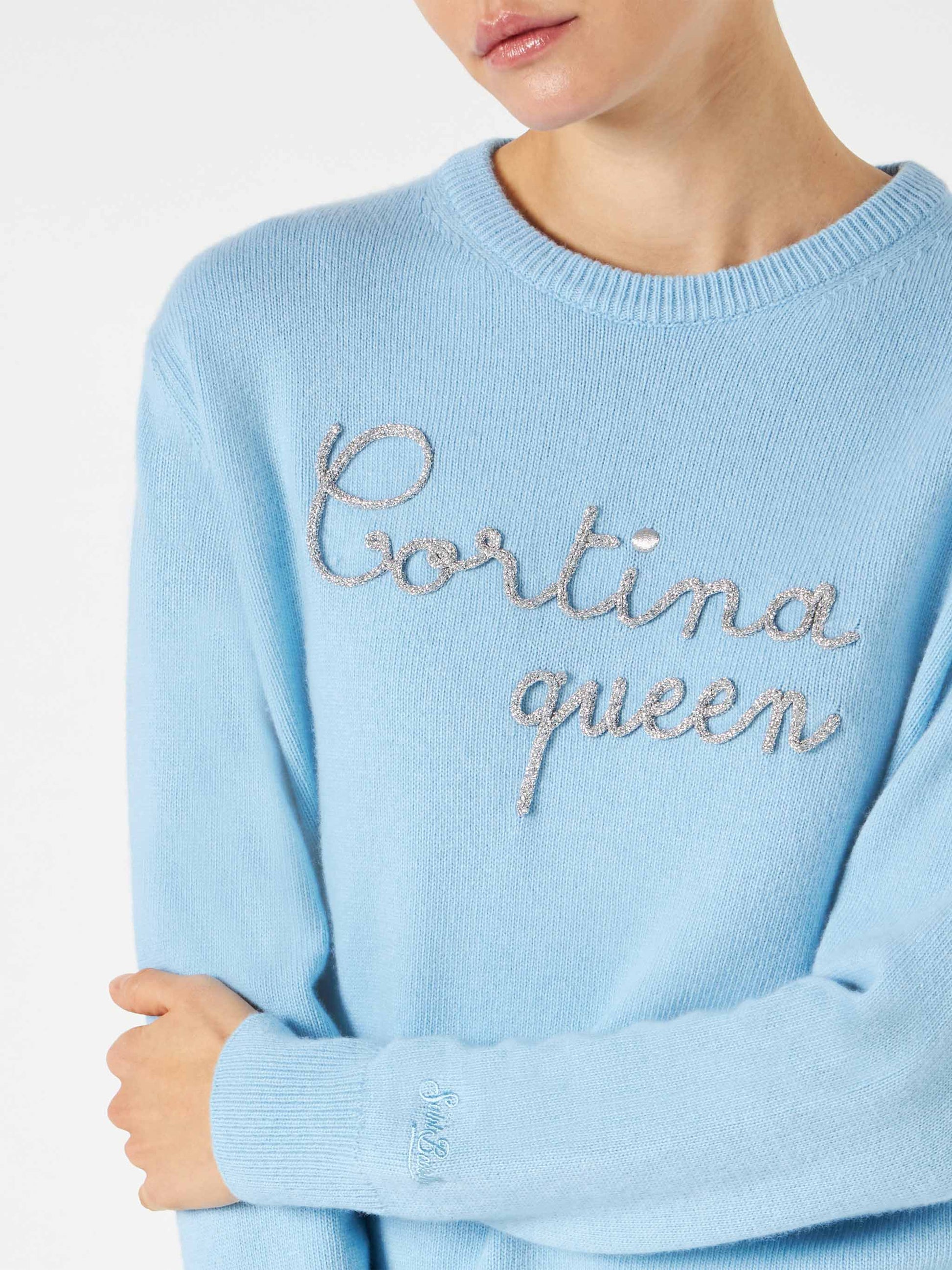 Woman sweater with Cortina Queen embroidery - MC2 Saint Barth
