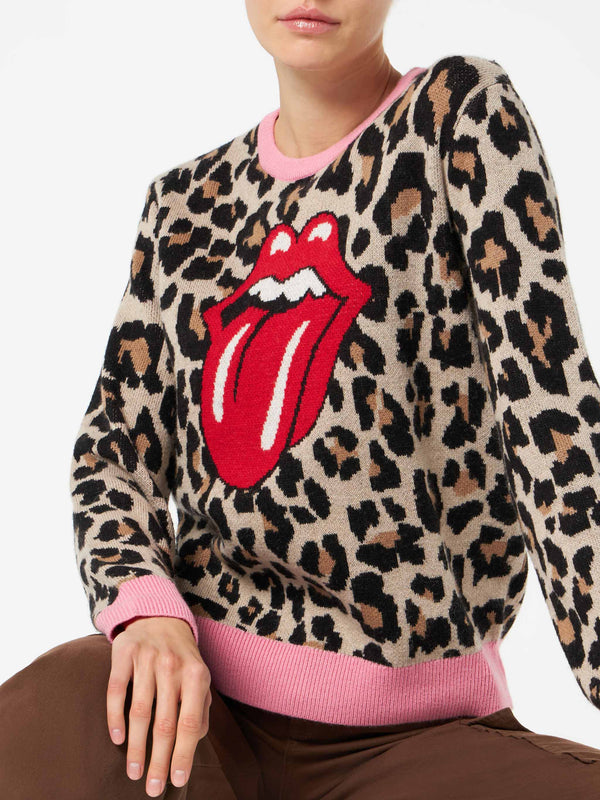 Gebürsteter Damenpullover mit Animal-Print | DIE ROLLING STONES® SONDEREDITION