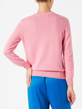Maglione rosa da donna ricamo All you need is love
