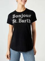 Woman t-shirt with Bonjour St. Barth lettering