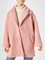 Woman coat pink teddy fabric