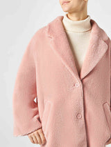 Woman coat pink teddy fabric