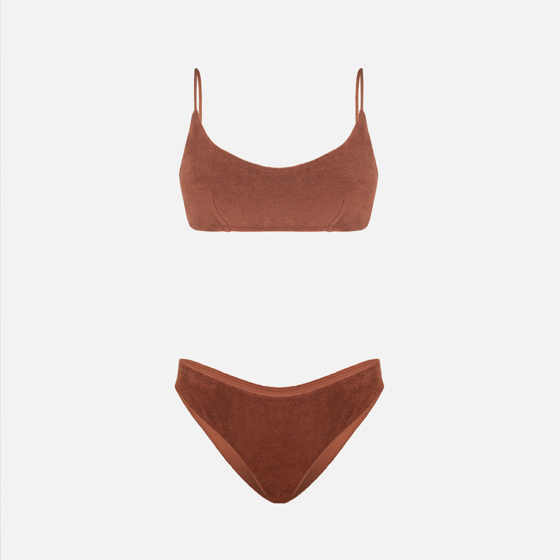 Frottee-Bralette-Bikini für Damen