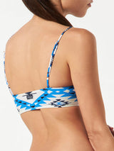 Woman bralette swimsuit with ikat print