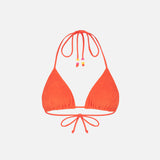 Woman orange terry triangle top swimsuit with charms