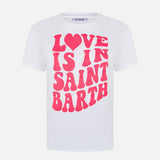 Woman cotton t-shirt with Love is in Saint Barth lettering