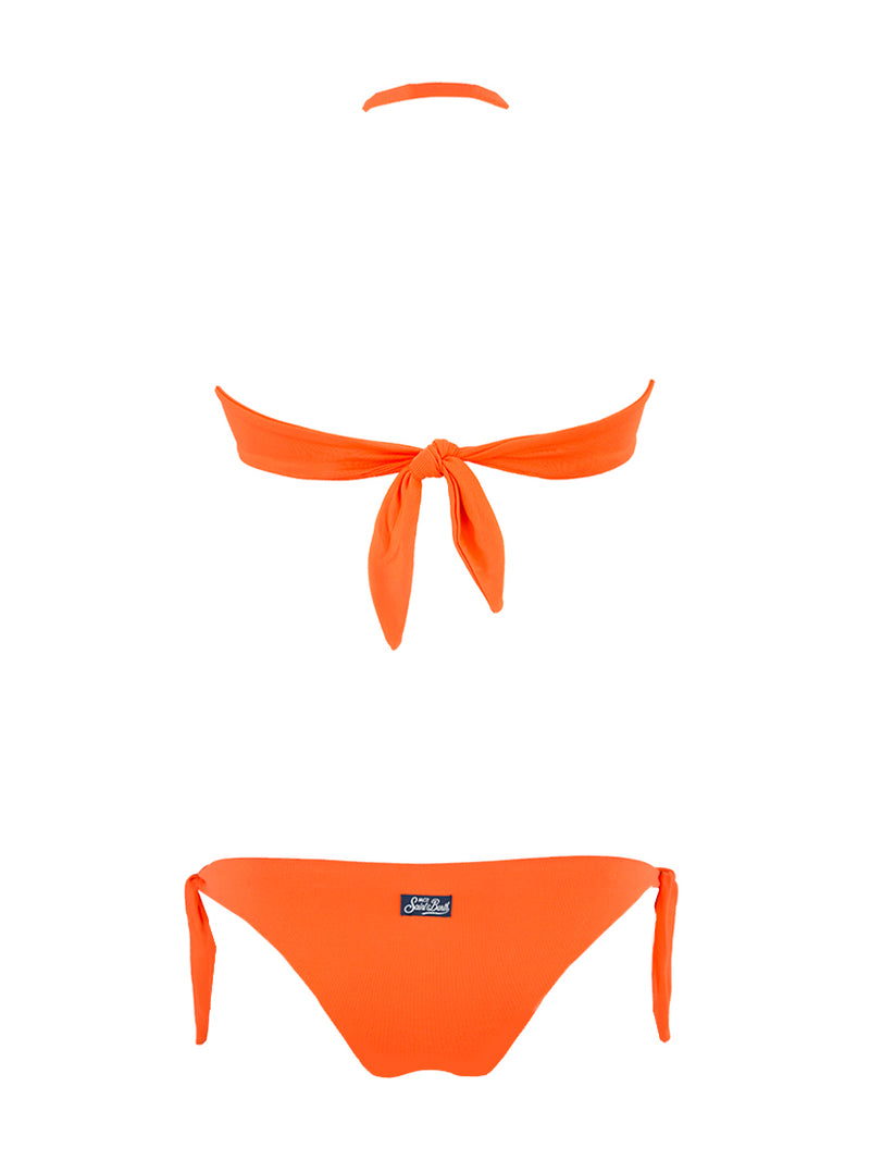 Orange drapierter Bandeau-Bikini