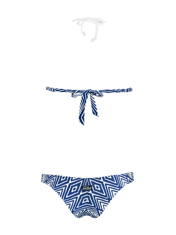 Bikini con top all'americana stampa optical